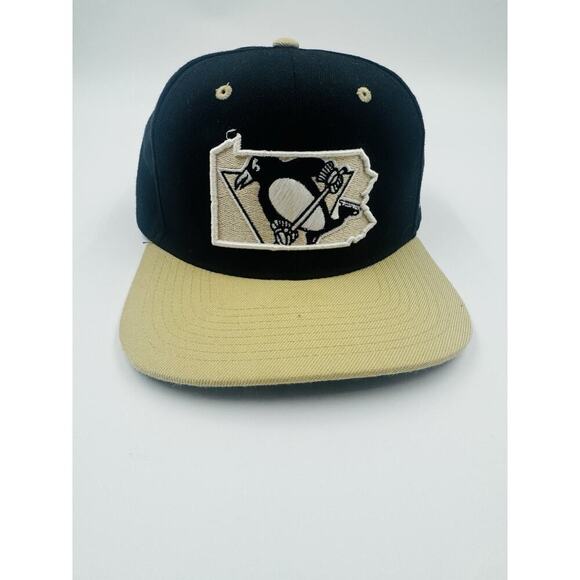 Pittsburgh Penguins NHL Hockey Tan Black Snapback Baseball Cap Hat - Picture 1 of 4